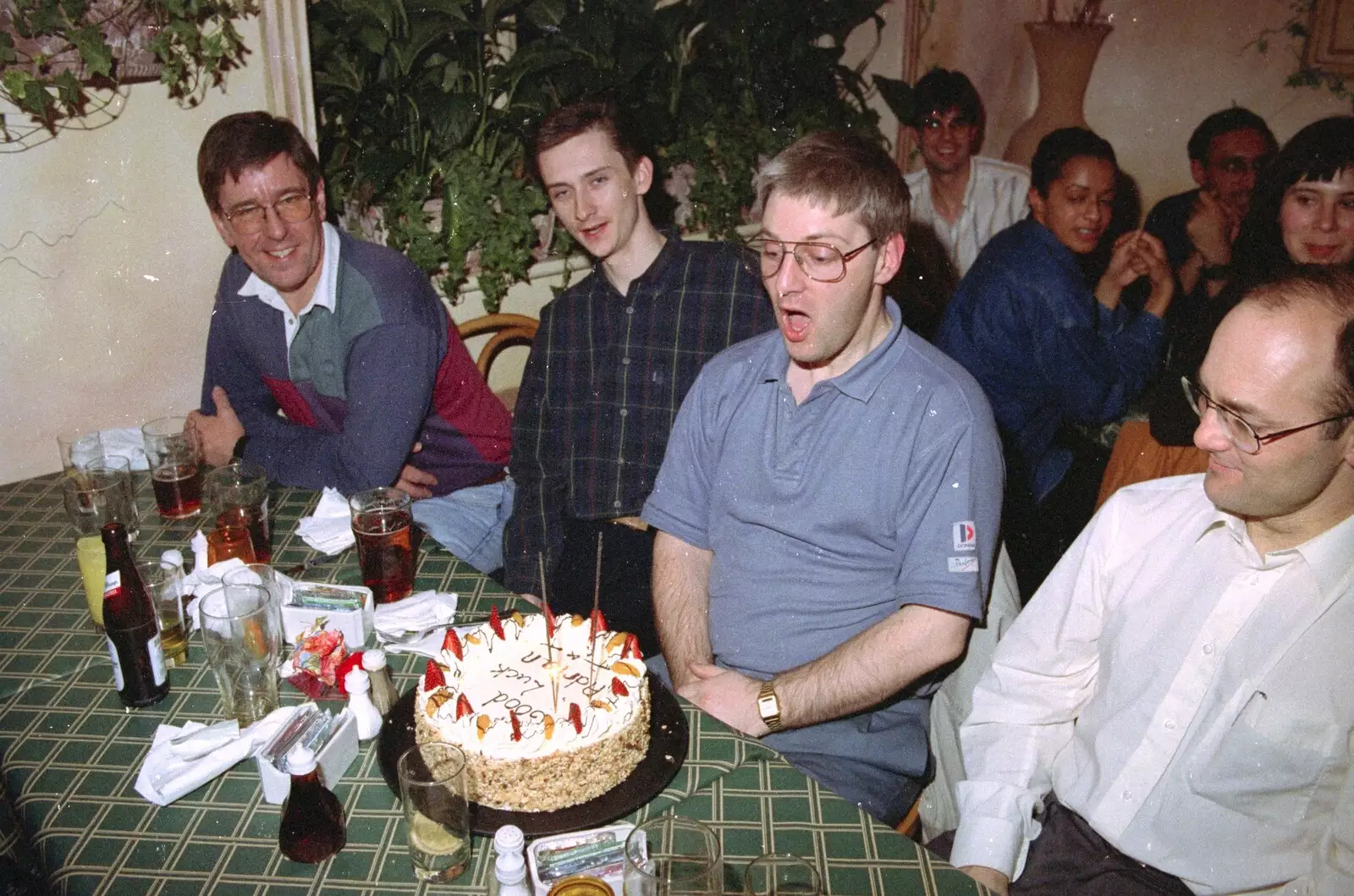 Adrian gets a leaving cake, from Dougie's Birthday and Adrian Leaves CISU, Ipswich, Suffolk - 29th June 1997