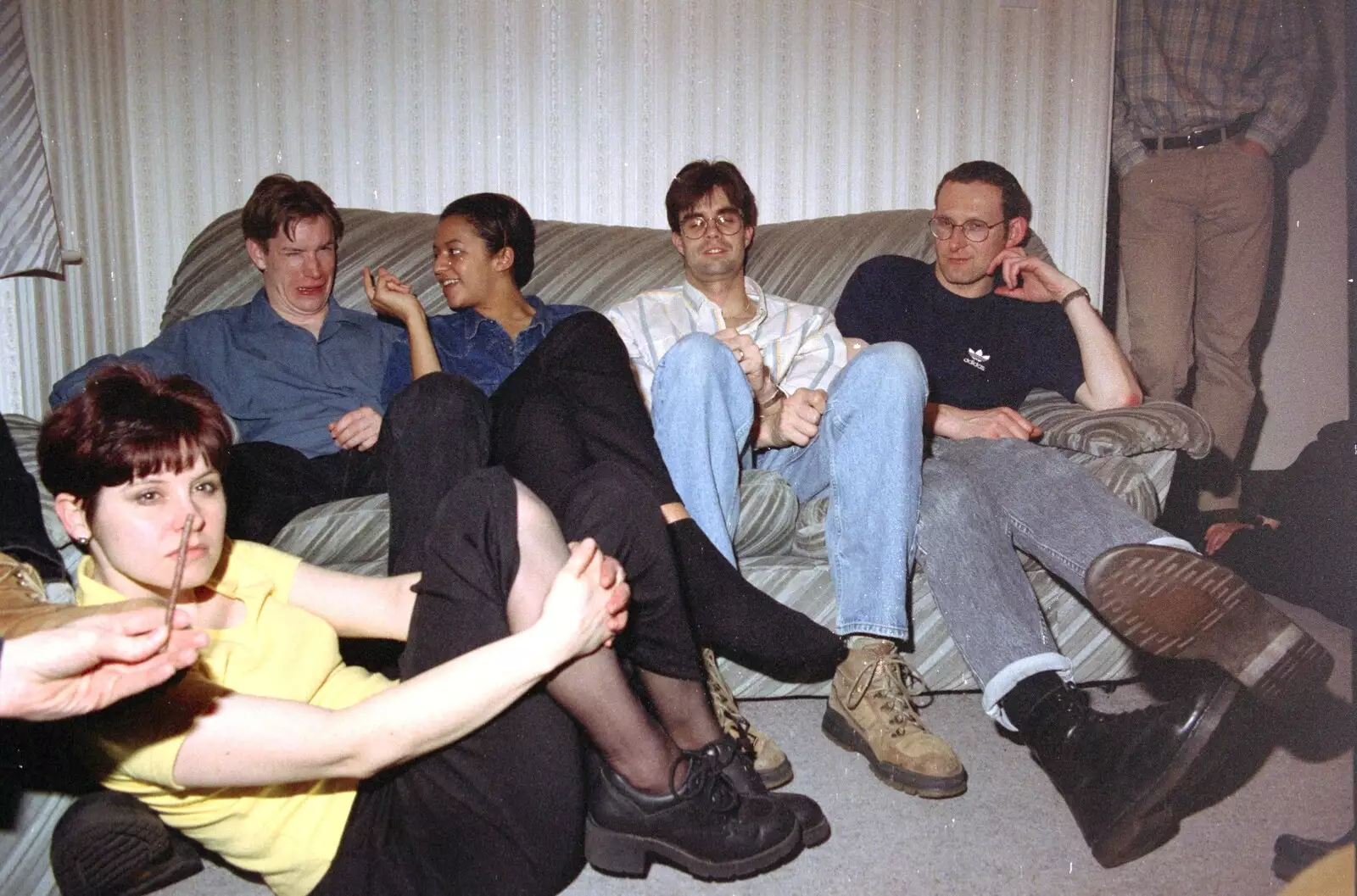 Lisa, Paul, Natalie, Dan 'Parrot' and Dougie, from Dougie's Birthday and Adrian Leaves CISU, Ipswich, Suffolk - 29th June 1997