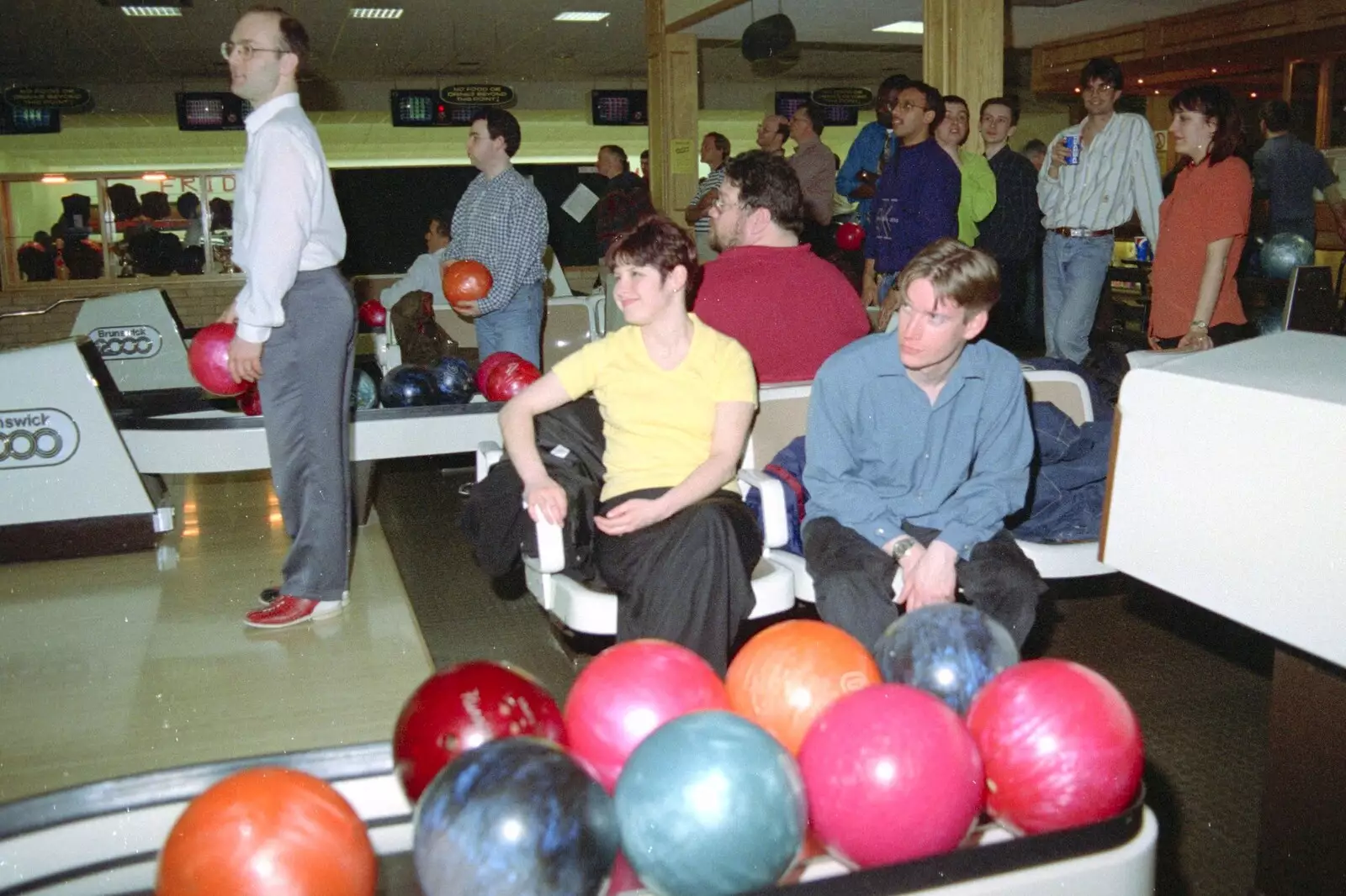 Guy Girardeau watches his ball as it heads down the lane, from Dougie's Birthday and Adrian Leaves CISU, Ipswich, Suffolk - 29th June 1997