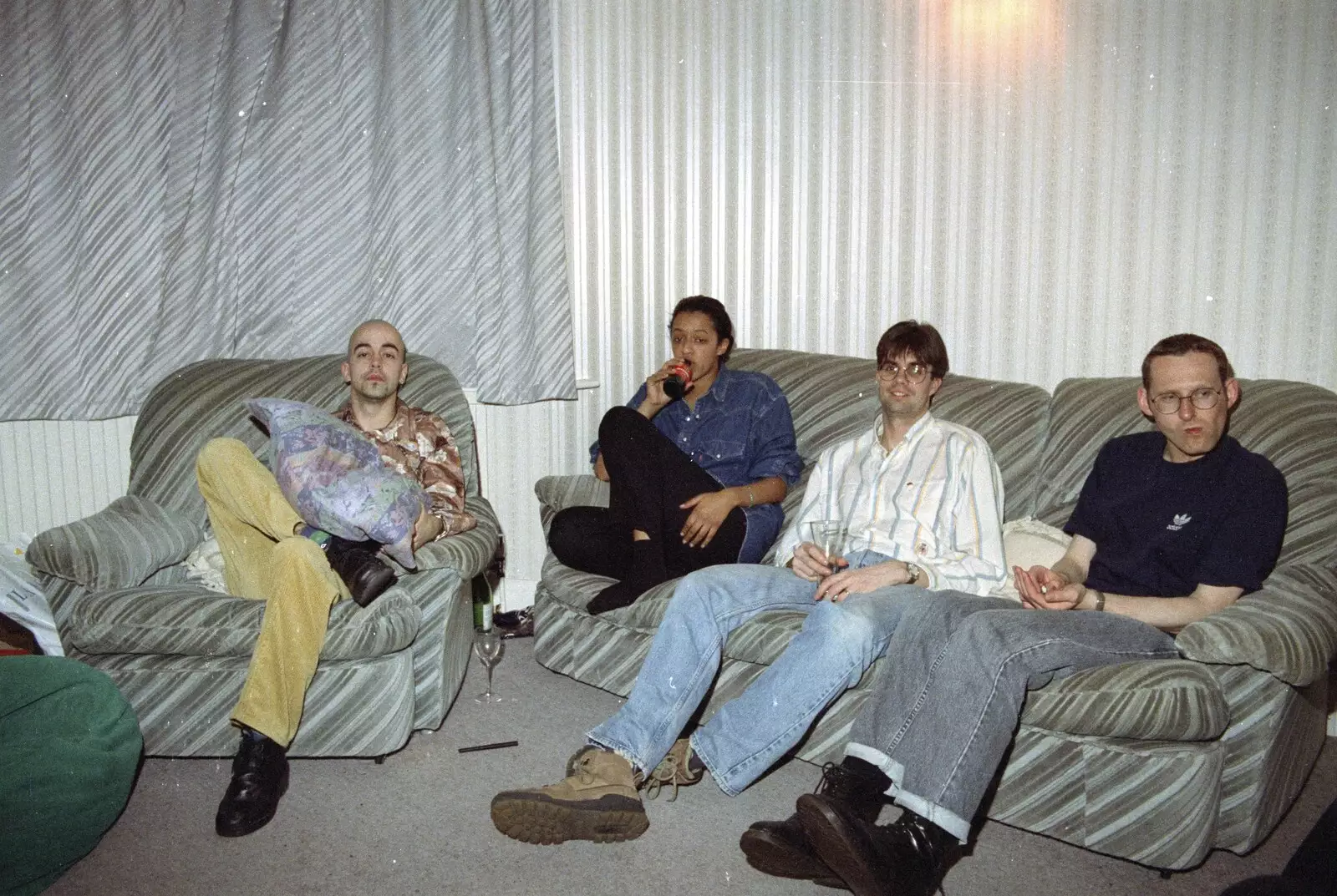 Hanging out in Andrew's lounge, from Dougie's Birthday and Adrian Leaves CISU, Ipswich, Suffolk - 29th June 1997