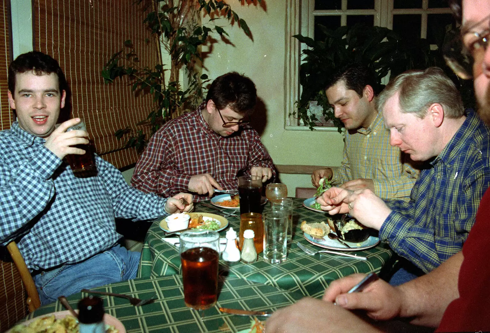 Russell waves a beer around, from Dougie's Birthday and Adrian Leaves CISU, Ipswich, Suffolk - 29th June 1997