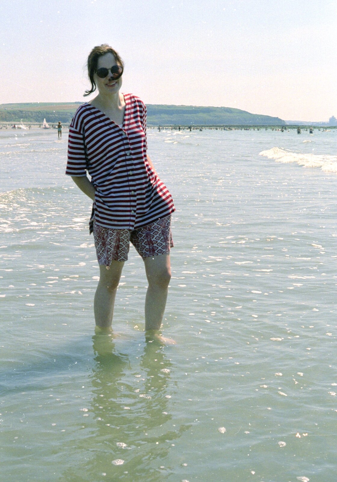 Hannah in the sea from A CISU Trip to Wimereux and the Swiss Rellies, France and Dorset - 6th July 1997