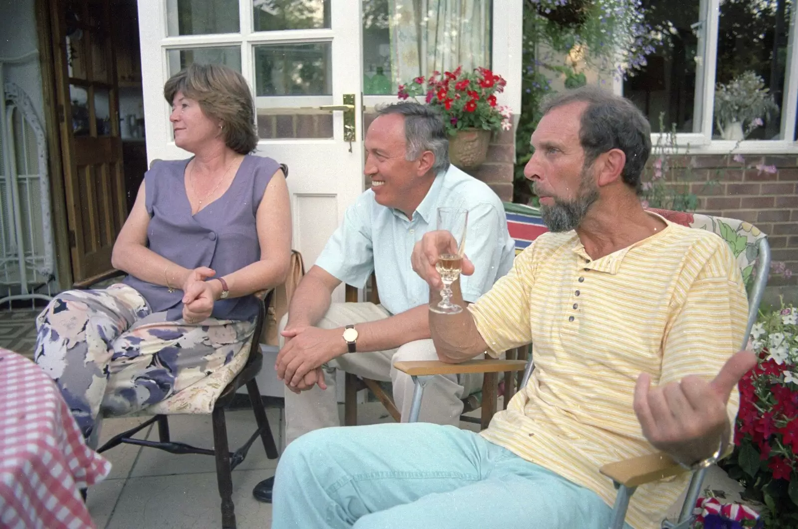 Judith, Bruno and Mike, with a weird beard, from A CISU Trip to Wimereux and the Swiss Rellies, France and Dorset - 6th July 1997