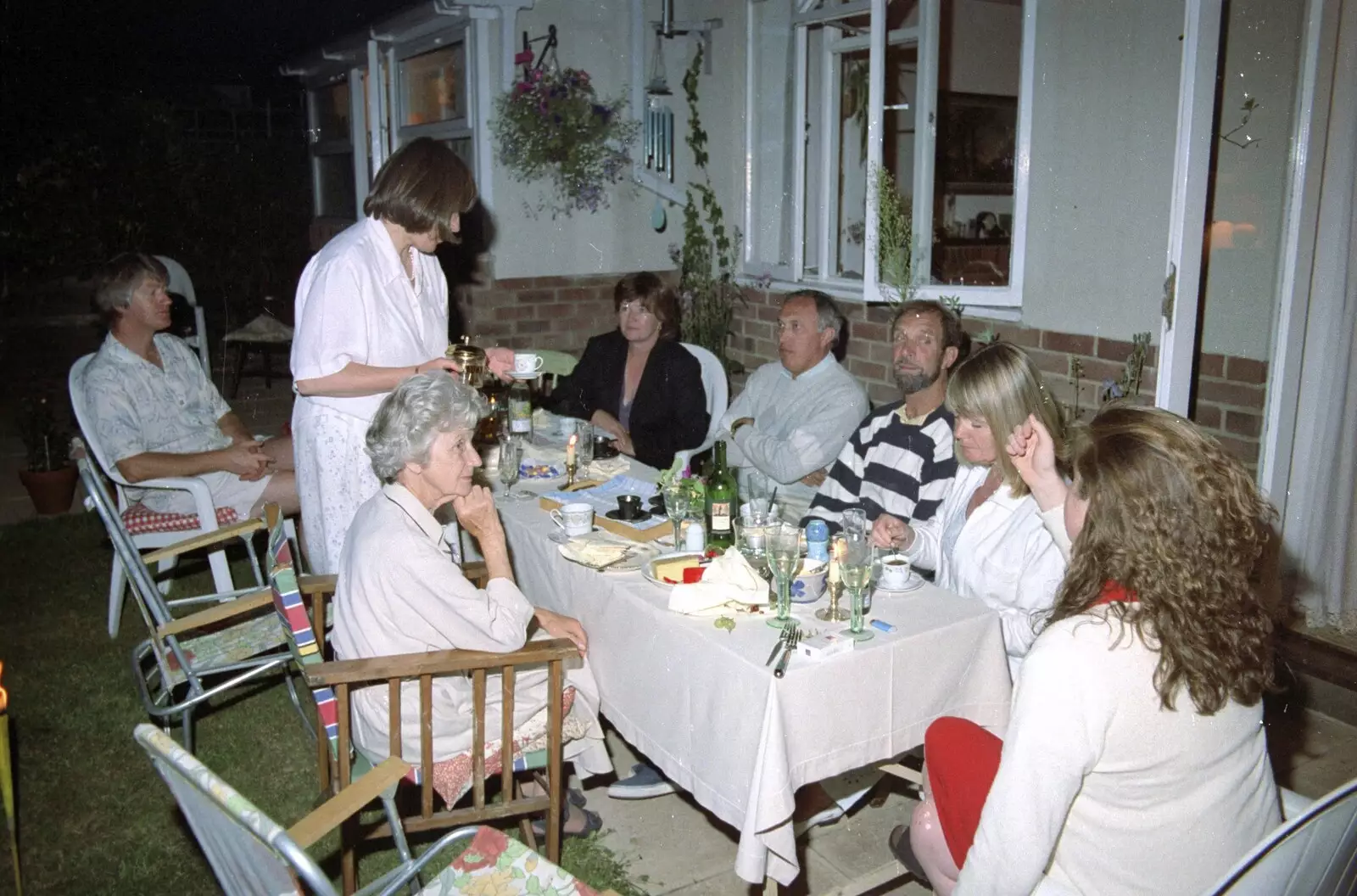 Caroline brings the coffee out, from A CISU Trip to Wimereux and the Swiss Rellies, France and Dorset - 6th July 1997