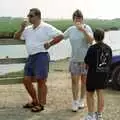 Roger, Pippa and Hannah eat ice cream, BSCC at the Beach, Walberswick, Suffolk - 15th July 1997