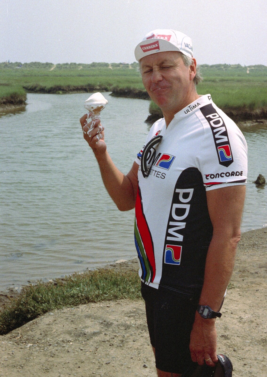 Keith eats melty ice-cream from BSCC at the Beach, Walberswick, Suffolk - 15th July 1997