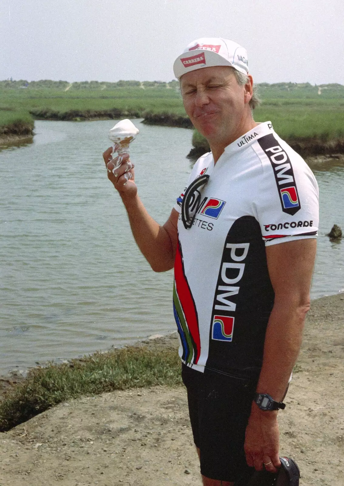 Keith eats melty ice-cream, from BSCC at the Beach, Walberswick, Suffolk - 15th July 1997