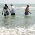 Apple, Paul and John Willy take a dip, BSCC at the Beach, Walberswick, Suffolk - 15th July 1997