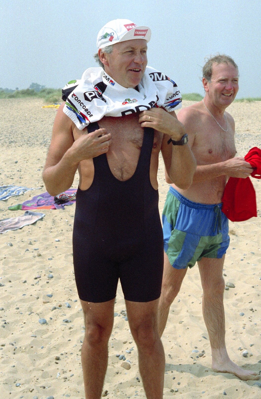 Keith, with 'Mankini' bib-shorts from BSCC at the Beach, Walberswick, Suffolk - 15th July 1997