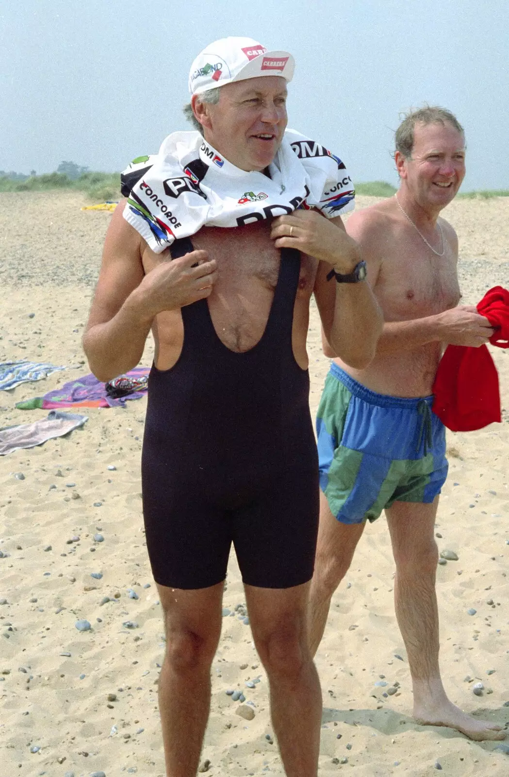 Keith, with 'Mankini' bib-shorts, from BSCC at the Beach, Walberswick, Suffolk - 15th July 1997