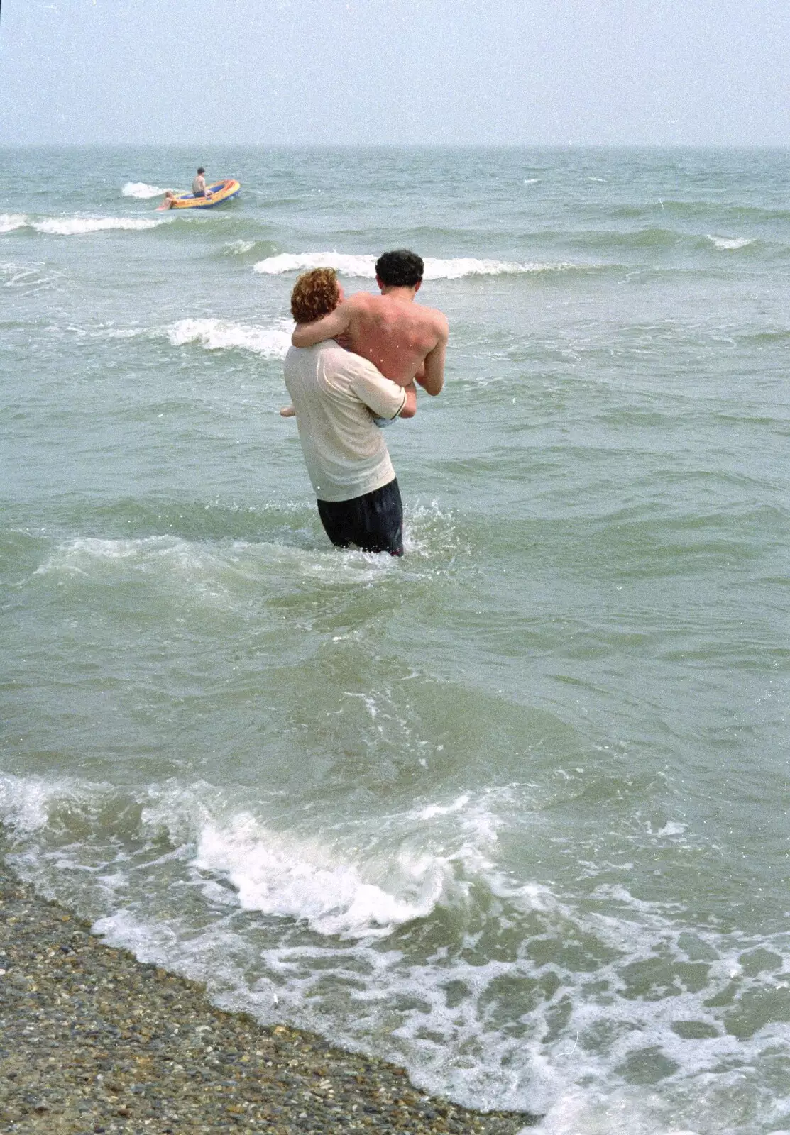 DH gets carried out to sea, from BSCC at the Beach, Walberswick, Suffolk - 15th July 1997