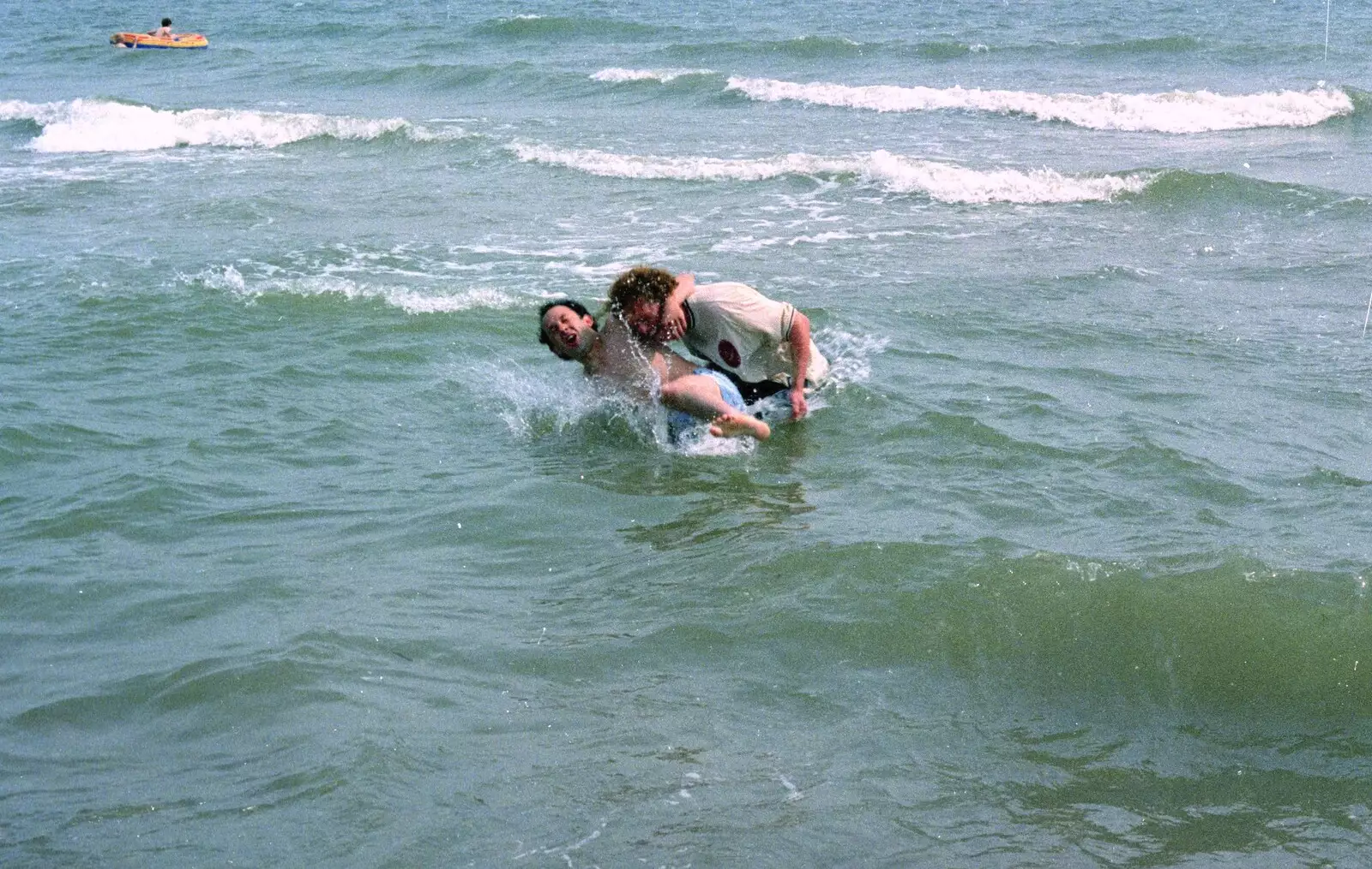 Wavy dumps DH in to the sea, from BSCC at the Beach, Walberswick, Suffolk - 15th July 1997