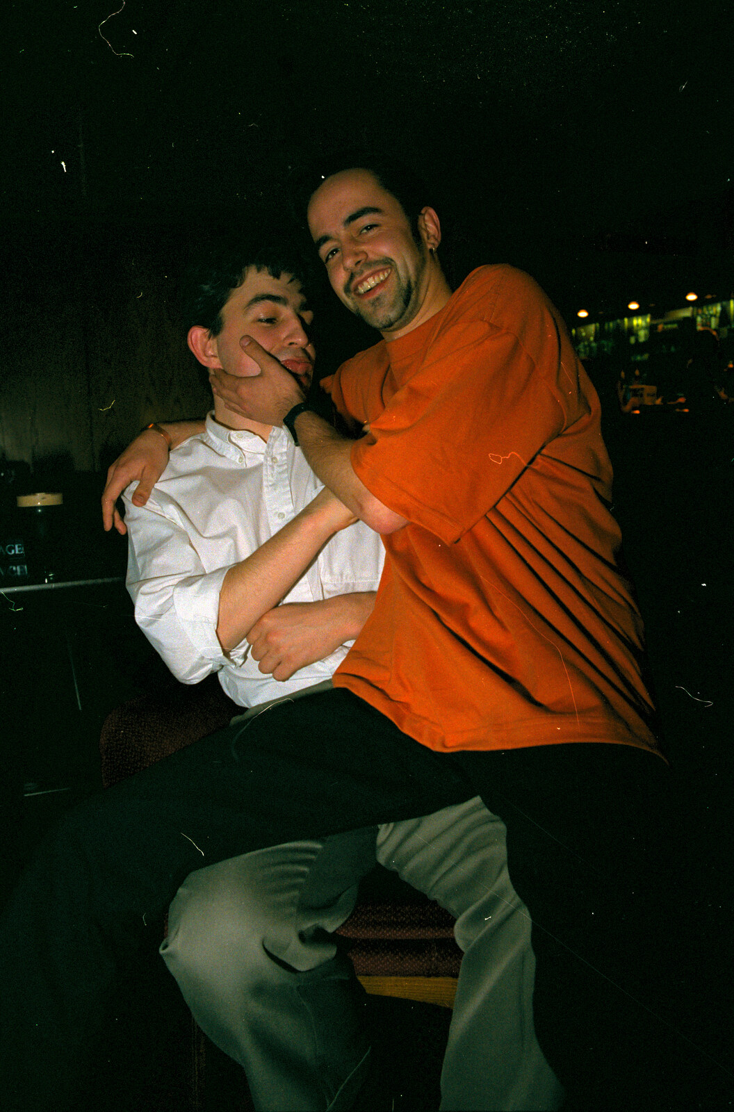 Trev gives Neil a pat on the cheek from CISU Plays Cardinal's Hat in the SCC Social Club, Ipswich, Suffolk - 3rd August 1997