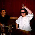 Frenchie puts a glass on the head, CISU Plays Cardinal's Hat in the SCC Social Club, Ipswich, Suffolk - 3rd August 1997