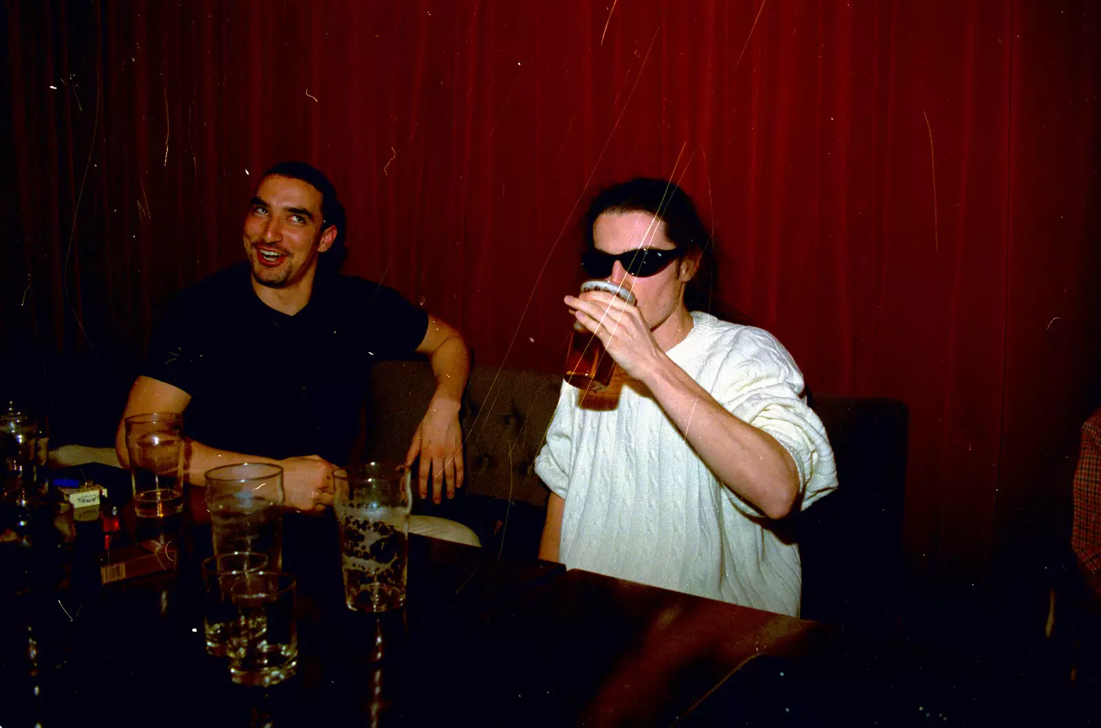 Orhan and the French dude, from CISU Plays Cardinal's Hat in the SCC Social Club, Ipswich, Suffolk - 3rd August 1997