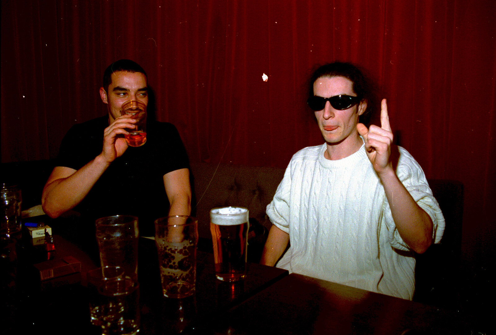 The French dude sticks a finger up from CISU Plays Cardinal's Hat in the SCC Social Club, Ipswich, Suffolk - 3rd August 1997
