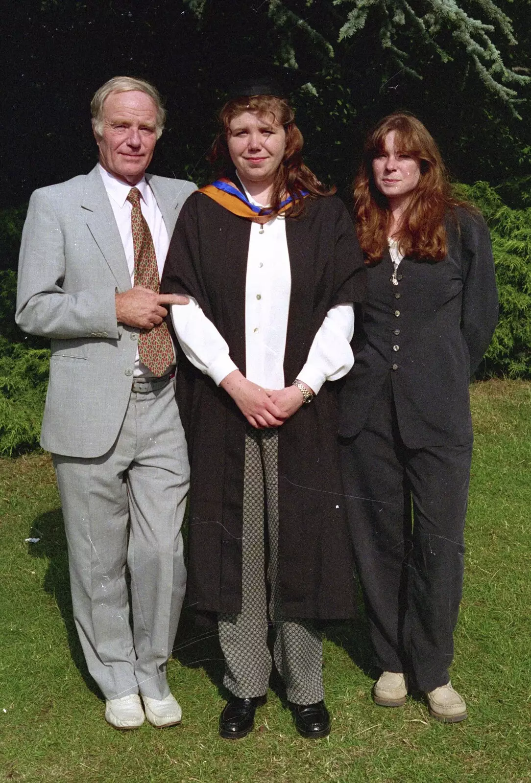 The Old Chap, Sis and Mel, from Sis Graduates from De Montfort, Leicester, Leicestershire - 9th August 1997