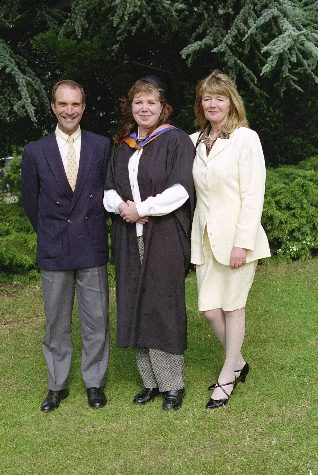 Mike, Sis and Mother, from Sis Graduates from De Montfort, Leicester, Leicestershire - 9th August 1997