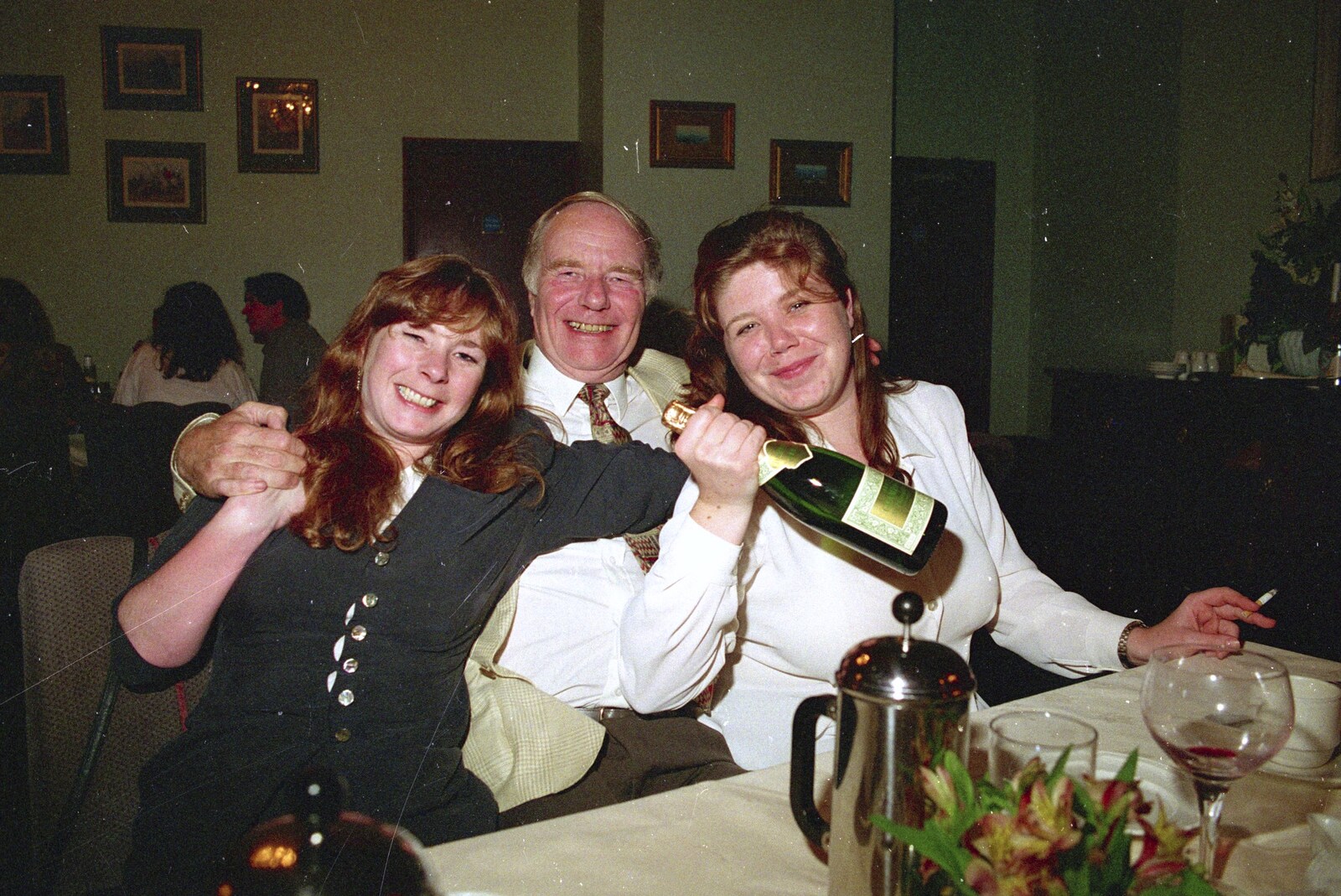 Sis Graduates from De Montfort, Leicester, Leicestershire - 9th August 1997: Mel, Dad and Sis in a Leicester restaurant