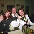 Sis Graduates from De Montfort, Leicester, Leicestershire - 9th August 1997, Mel, Dad and Sis in a Leicester restaurant