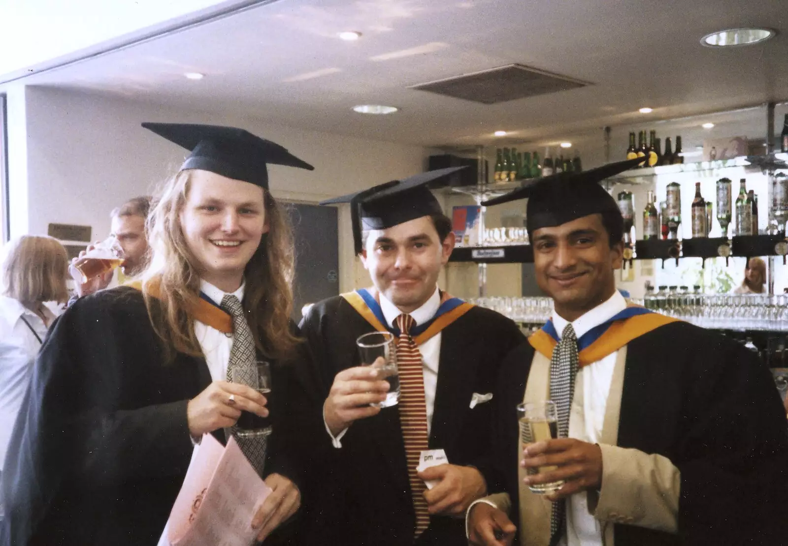 Some of Sis's gang at the bar, from Sis Graduates from De Montfort, Leicester, Leicestershire - 9th August 1997