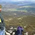 Isabelle looks down from Schiehallion, A Trip to Pitlochry, Scotland - 24th March 1998