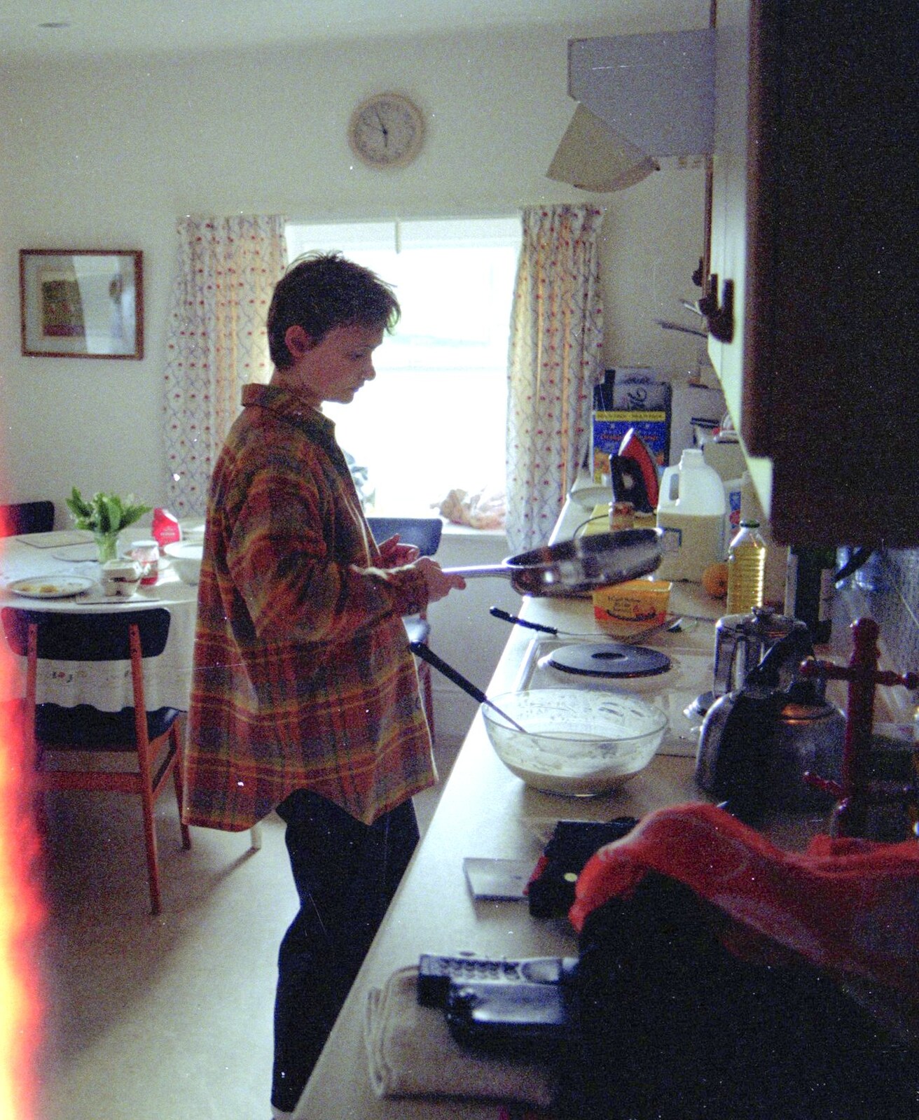 Isabelle makes something in the kitchen from A Trip to Pitlochry, Scotland - 24th March 1998