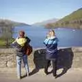 Isabelle and Carole look out across the loch, A Trip to Pitlochry, Scotland - 24th March 1998