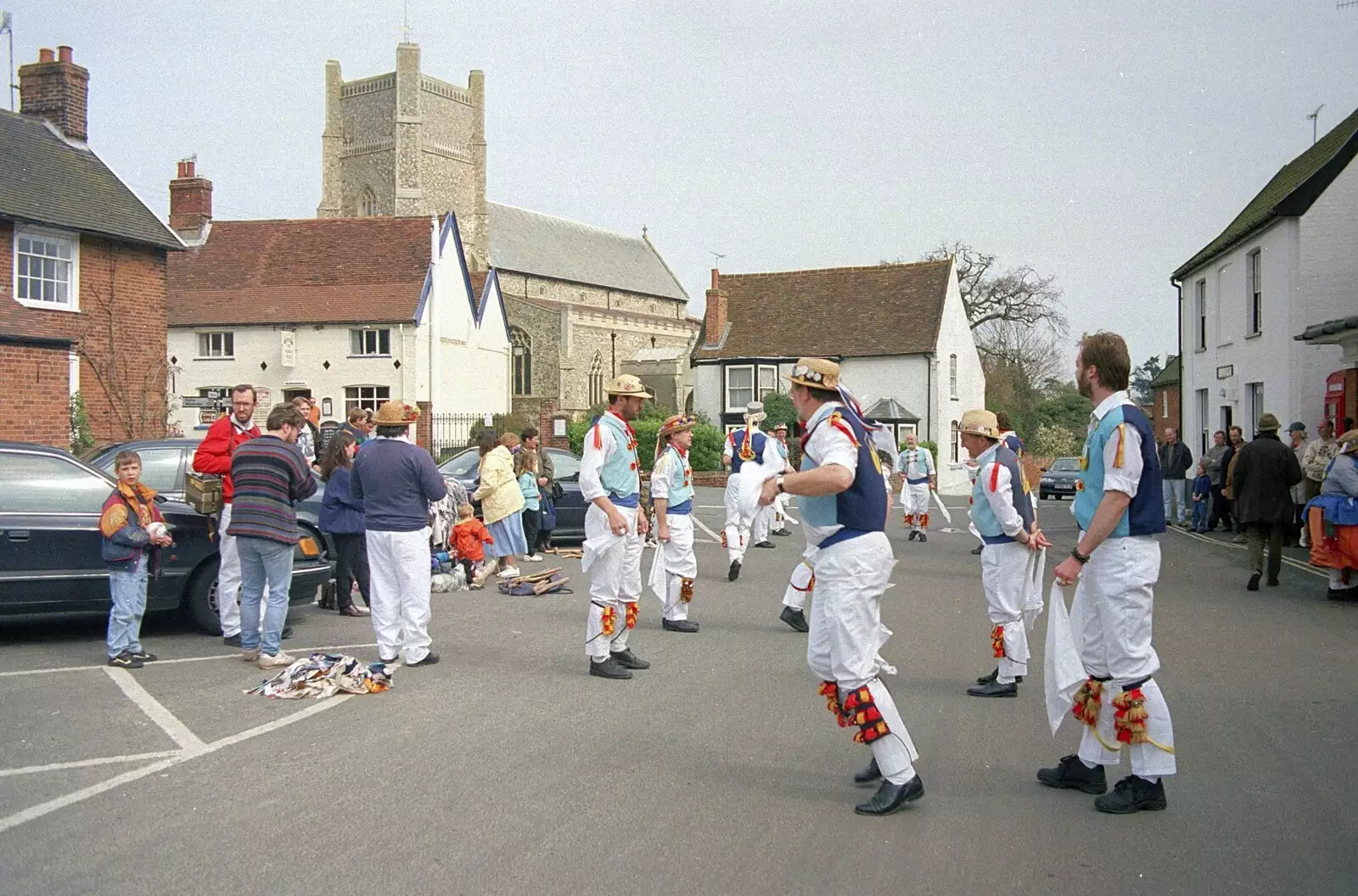 Morris dancers in Orford, from Garden Rotovator Action, Brome, Suffolk - 28th March 1998