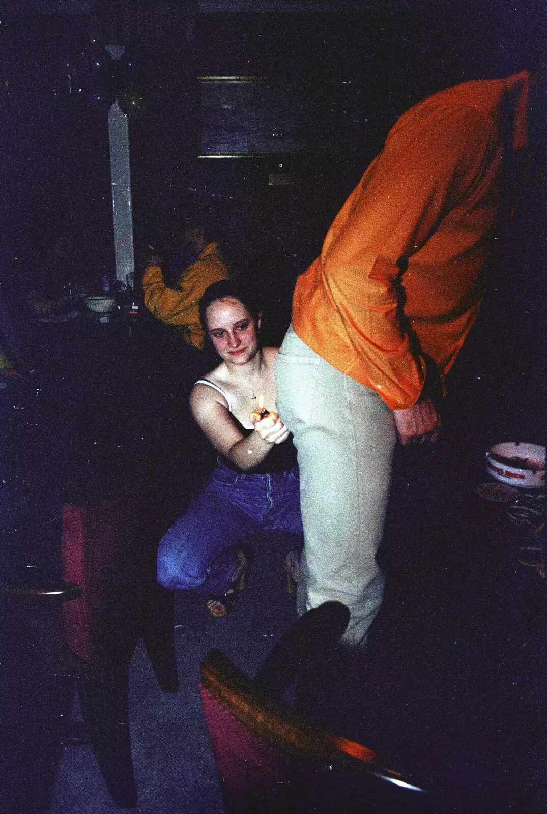 Elen gets a lighter out, from A CISU Thrash in the SCC Social Club, Rope Walk, Ipswich - 4th April 1998