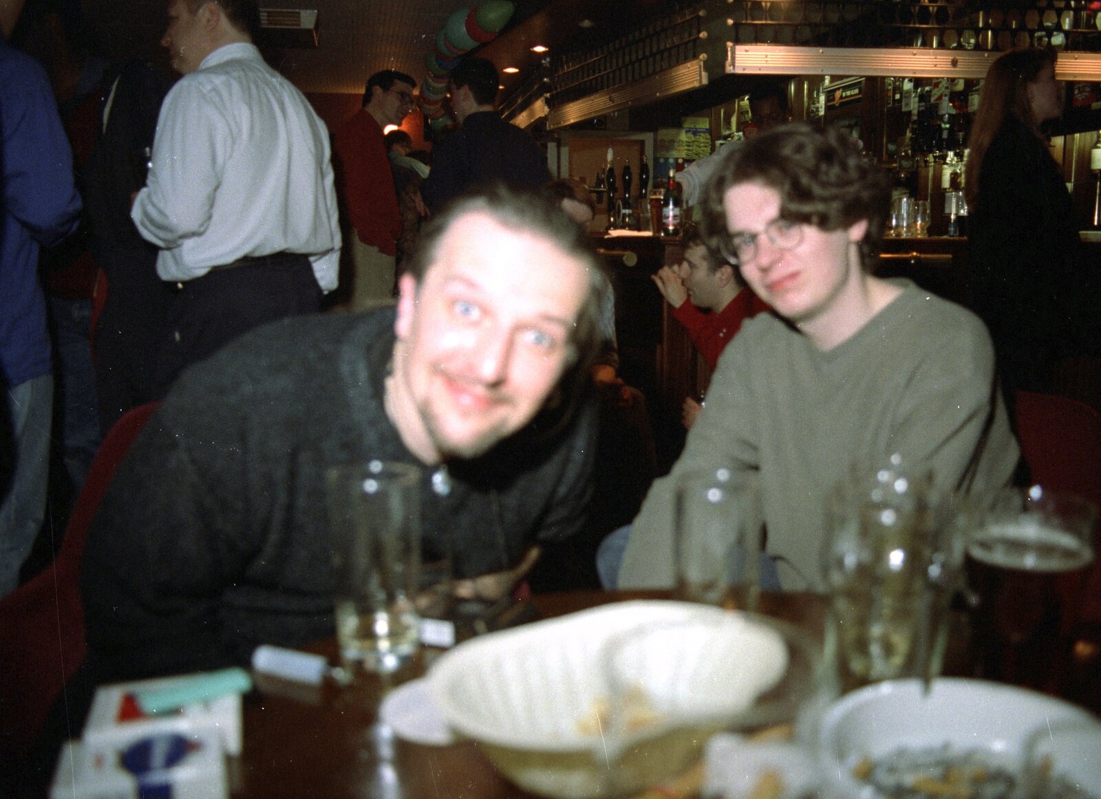 A blurry Stuart and Macca P from A CISU Thrash in the SCC Social Club, Rope Walk, Ipswich - 4th April 1998