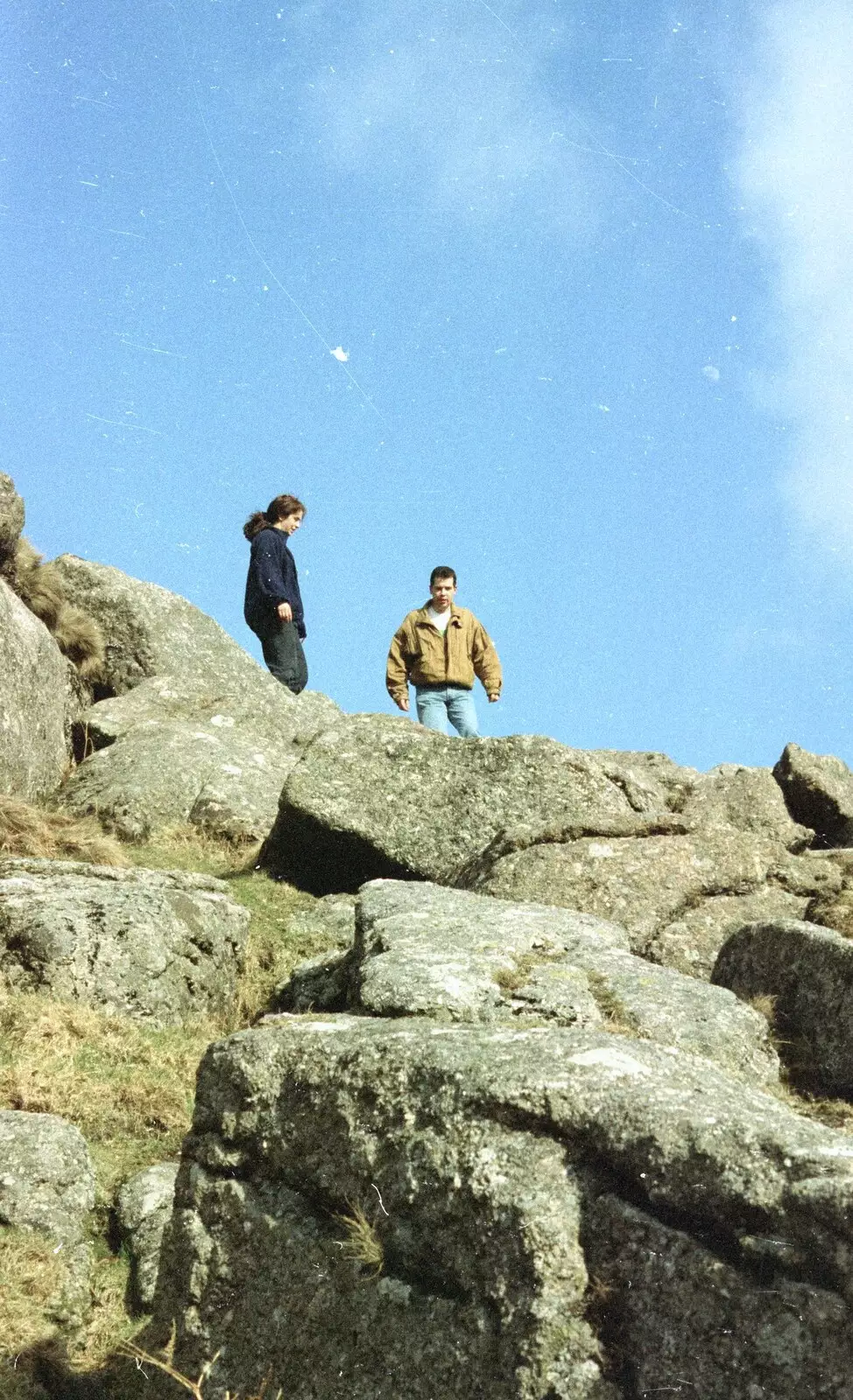 Vicky and Russell on a tor, from A CISU Trip to Plymouth, Devon - 1st May 1998