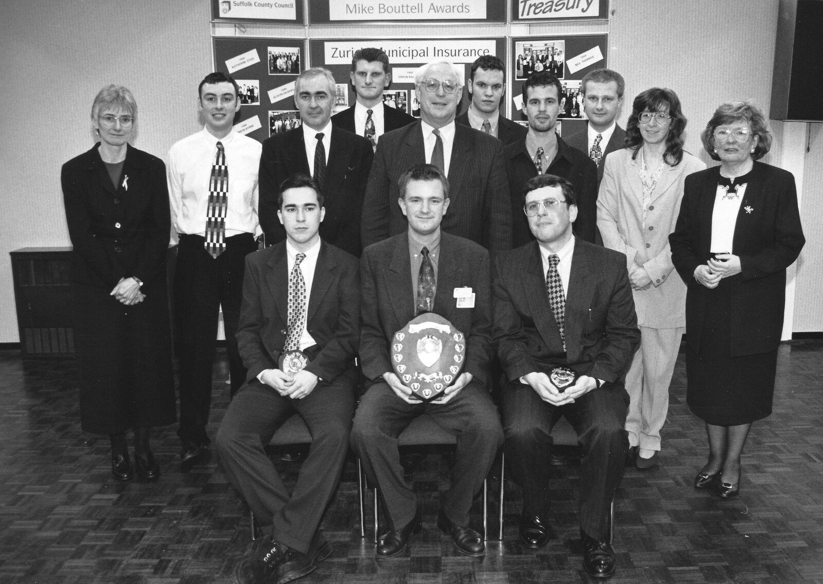 The runners up and the SCC Treasurer from The CISU Awards Season, Suffolk County Council, Ipswich - 21st May 1998