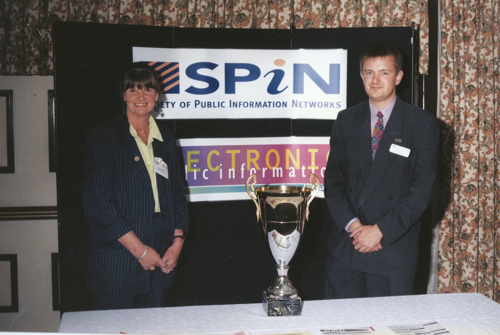 Margaret and Nosher with the SPIN cup in 1998 from The CISU Awards Season, Suffolk County Council, Ipswich - 21st May 1998