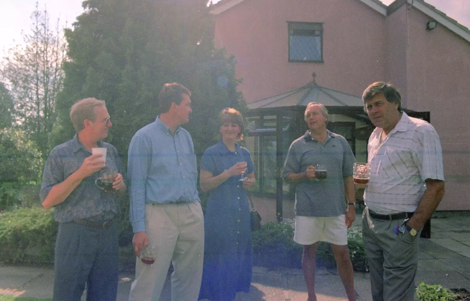 Hanging around outside Keith's house, from The Brome Swan at Keith's 50th, Thrandeston, Suffolk  - June 2nd 1998