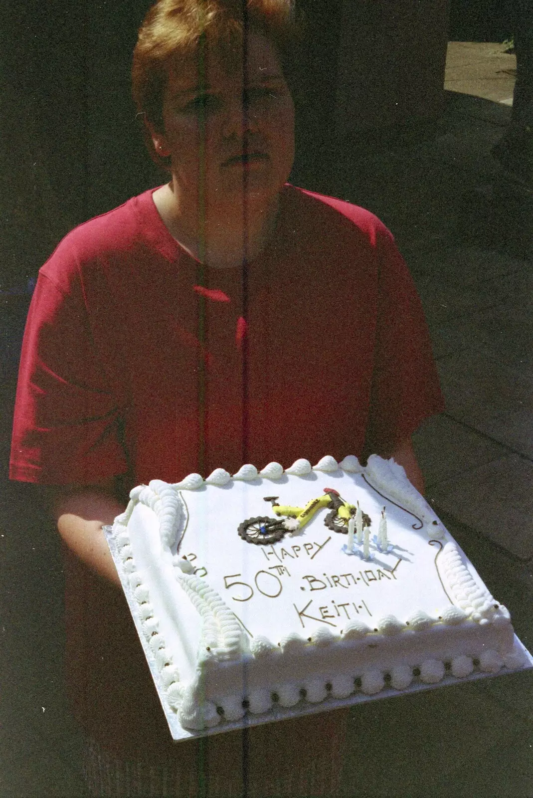 A cake arrives, from The Brome Swan at Keith's 50th, Thrandeston, Suffolk  - June 2nd 1998