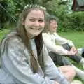 Claire with a daisy-chain, The Brome Swan at Keith's 50th, Thrandeston, Suffolk  - June 2nd 1998