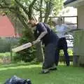 Helen bats away a ball, The Brome Swan at Keith's 50th, Thrandeston, Suffolk  - June 2nd 1998