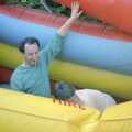 DH and Pippa struggle with a collapsing bouncy castle, The Brome Swan at Keith's 50th, Thrandeston, Suffolk  - June 2nd 1998