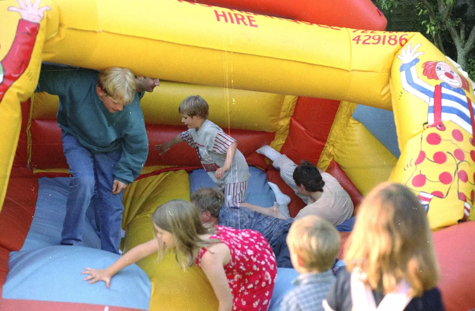 Paul in the bouncy-castle melee, from The Brome Swan at Keith's 50th, Thrandeston, Suffolk  - June 2nd 1998