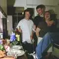 Russell and the gang in Andrew's kitchen, Andrew's CISU Party, and Nosher's Garden Barbeque, Ipswich and Brome, Suffolk - June 10th 1998