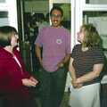 Raj chats away outside, Andrew's CISU Party, and Nosher's Garden Barbeque, Ipswich and Brome, Suffolk - June 10th 1998