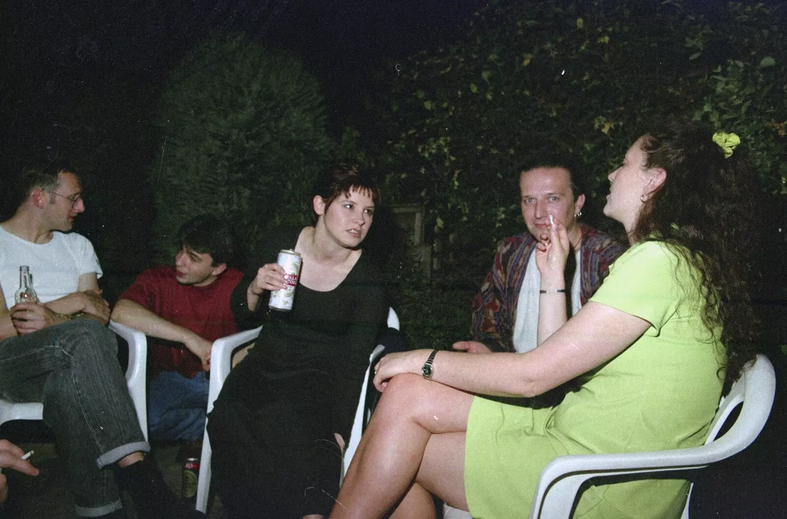 Dougie, Neil, Lisa, Stuart and Sarah, from Andrew's CISU Party, and Nosher's Garden Barbeque, Ipswich and Brome, Suffolk - June 10th 1998