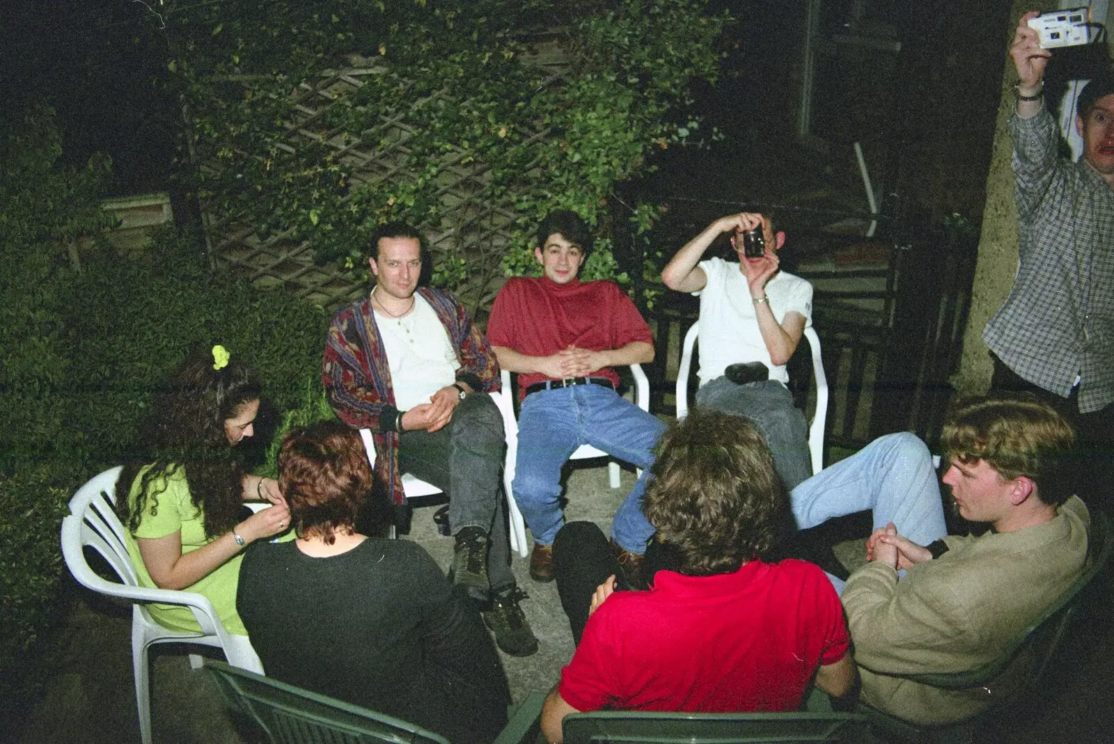 Dougie does a revenge photo, from Andrew's CISU Party, and Nosher's Garden Barbeque, Ipswich and Brome, Suffolk - June 10th 1998