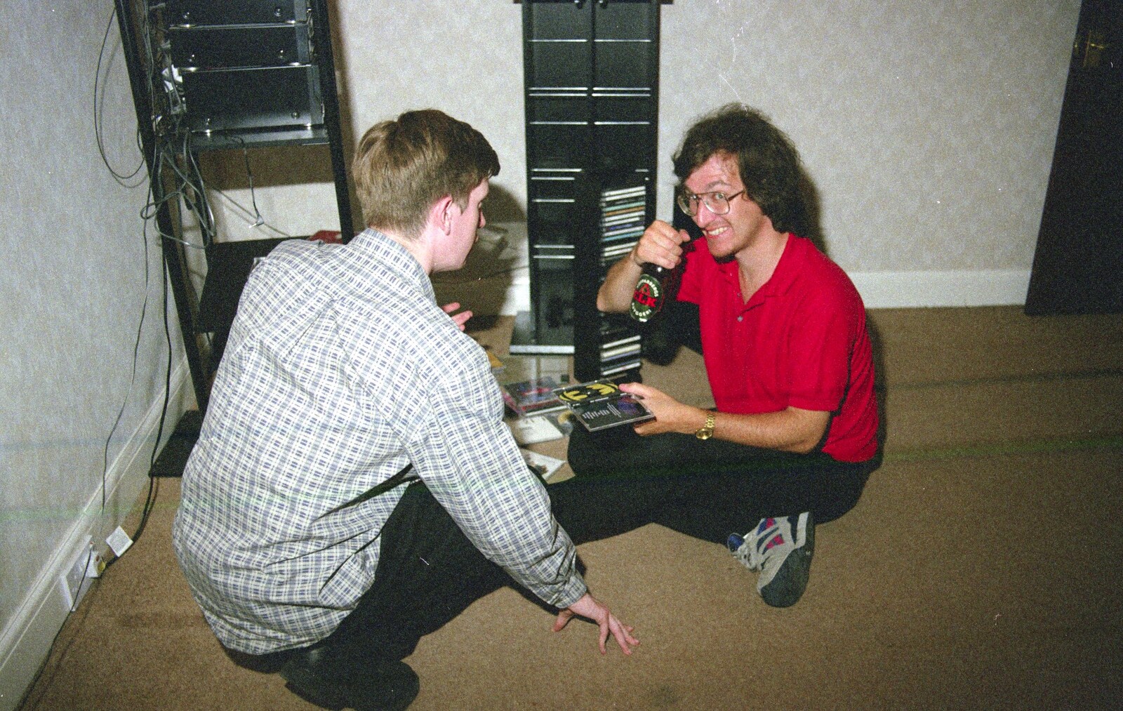 Paul and Phil scan through Andrew's CD stash from Andrew's CISU Party, and Nosher's Garden Barbeque, Ipswich and Brome, Suffolk - June 10th 1998