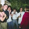 Group hug, Andrew's CISU Party, and Nosher's Garden Barbeque, Ipswich and Brome, Suffolk - June 10th 1998