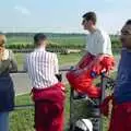 Jon and Raj wait for the races to start, Hamish's Wine and CISU Go-Karting, Caxton, Cambridge - 23rd June 1998