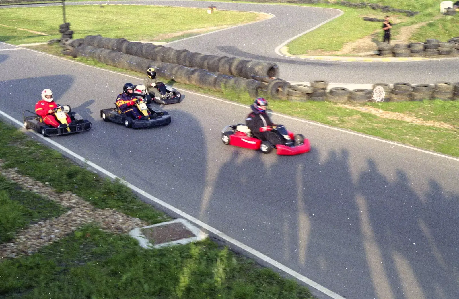 There's a tangle for second place, from Hamish's Wine and CISU Go-Karting, Caxton, Cambridge - 23rd June 1998