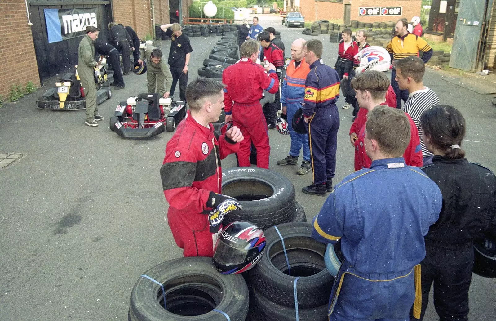 In the pits, from Hamish's Wine and CISU Go-Karting, Caxton, Cambridge - 23rd June 1998