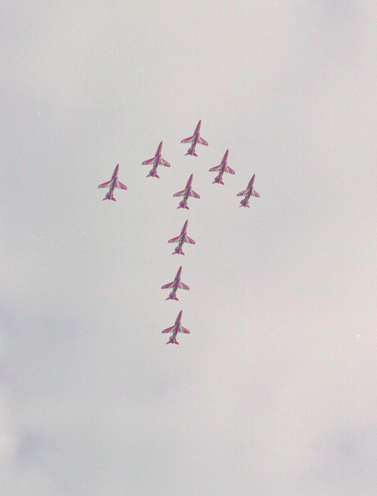 The Red Arrows in Arrow formation from Tony and Janet's Building Plot, and the Red Arrows, Eye, Suffolk - 22nd July 1998